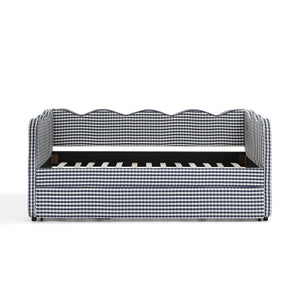 Cozy Gingham Daybed with Trundle Twin Size Sofa Bed