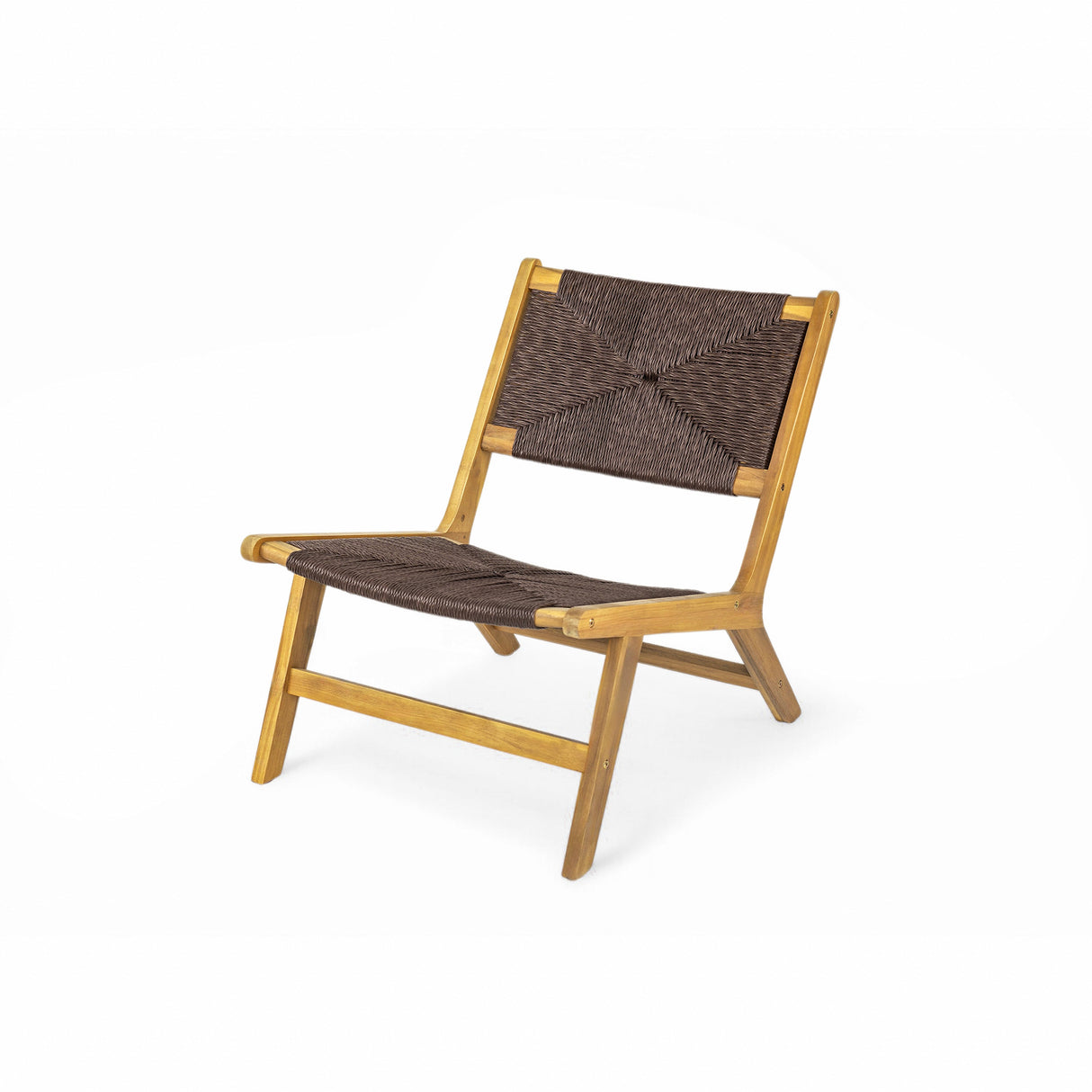 Acacia Wood Outdoor Armless Lounge Chair - Teak Set of 2