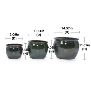 3 Pieces Ceramic Flowerpot Planter for Patio, Garden or Windowsills