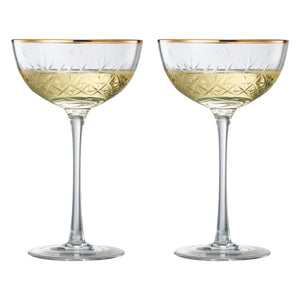 Basilica Champagne Coupe Cocktail Glassware, Set of 2