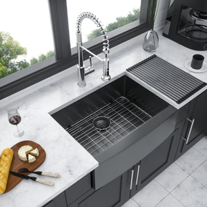 Farmhouse Kitchen Sink, Stainless Steel, Apron Front