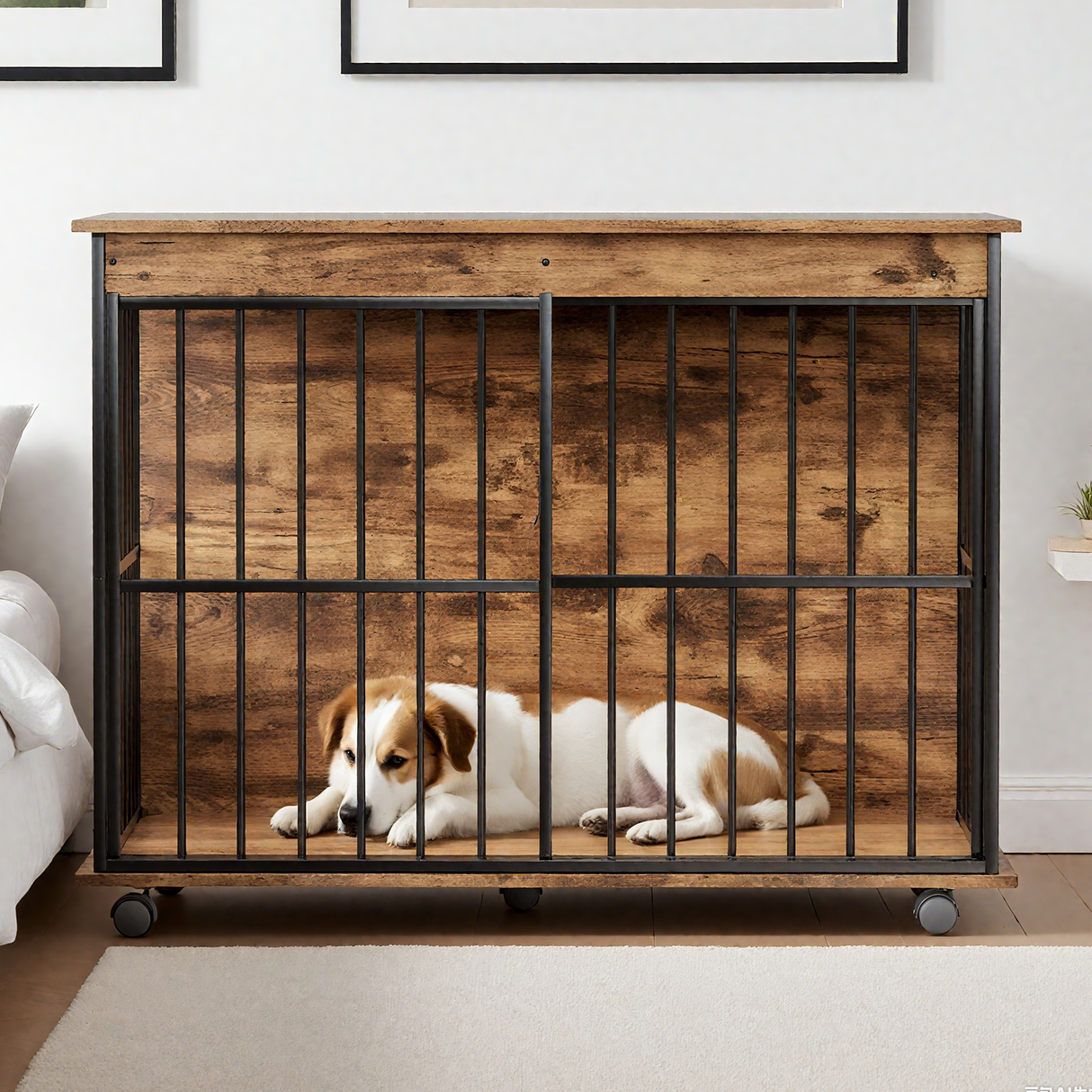 Large Wooden Dog Crate Furniture