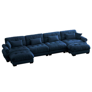 Oversized Modular Sectional Sofa with Movable Ottoman - Fabric, Multiple Colors