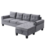 Modern Sectional Sofa Set with L-Shape Chaise Lounge and Storage