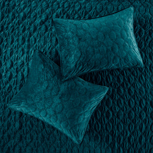3 Piece Velvet Quilt Set Teal Full/Queen