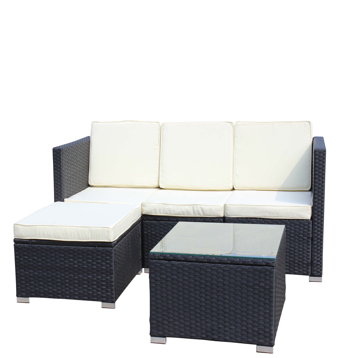 Outdoor 5-Piece PE Rattan Wicker Patio Sofa Set with Coffee Table
