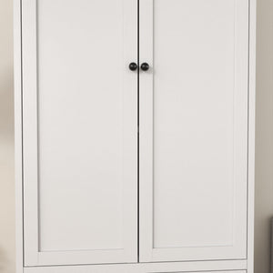 Pantry Cabinet With 2 Drawers, Freestanding Kitchen Storage Cabinet With Adjustable Shelves, Heavy-Duty Organizer For Spices, Dishware, Small Appliances - White