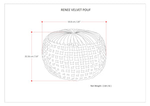Renee Round Pouf Navy Velvet Cotton Accent Stool