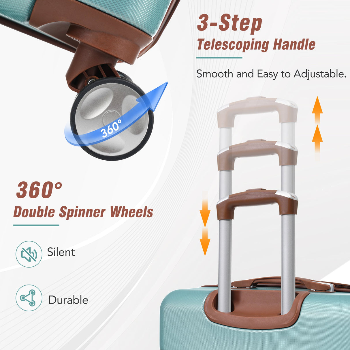 20 in hard side 2 piece lightweight suitcase set with spinner wheels