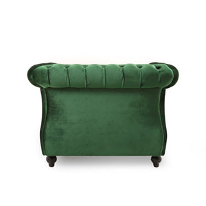 Nexuson Upholstered Velvet Chesterfield Chair with Deep Tufted and Nailhead Trim, Emerald