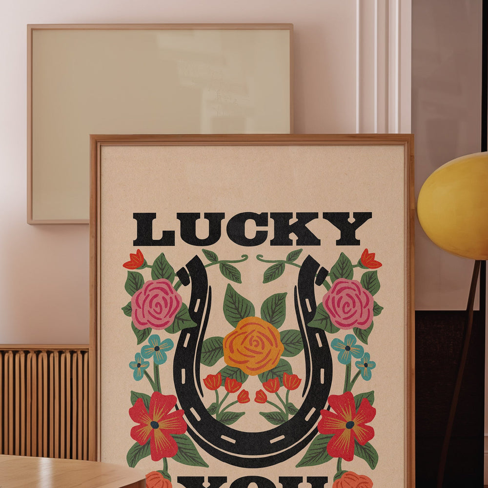 Lucky You Floral Horseshoe Art Print