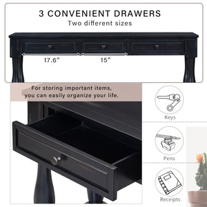 TREXM 63" Long Console Table with Drawers and Shelf