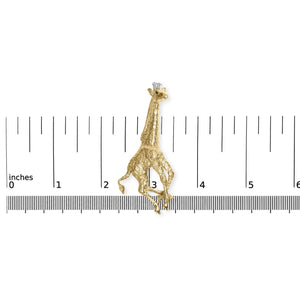 18K Yellow Gold Diamond Accent and Blue Sapphire Giraffe Pin Brooch (G-H Color, VS2-SI1 Clarity)