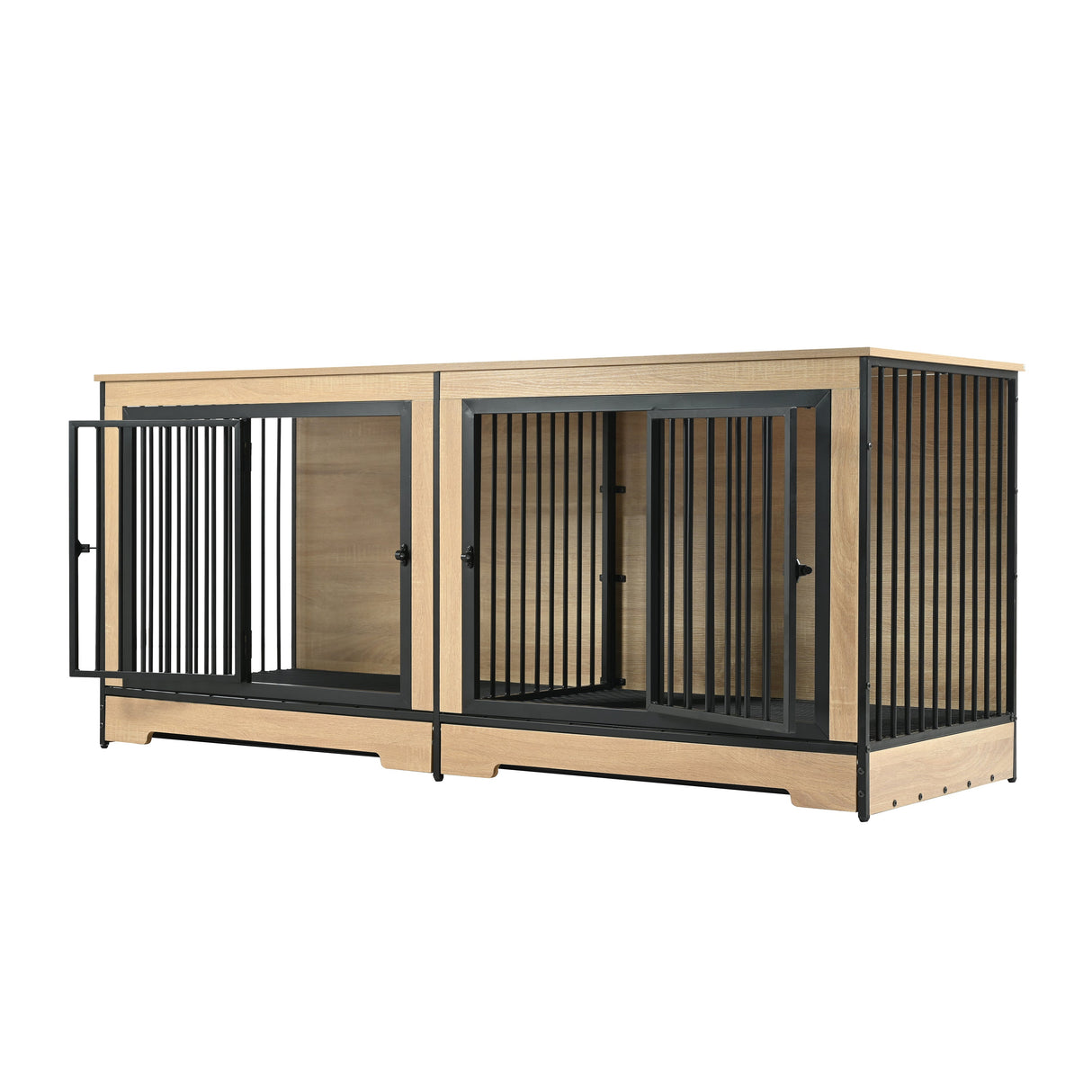 Dog Crate Furniture with Two Combined Rooms