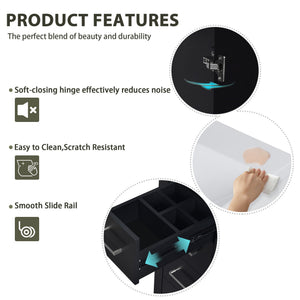 Ceramic Sink Combo, Freestanding Vanity Set With 3 Drawers & Soft Closing Doors