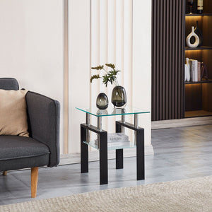 Luxury Modern Tempered Glass Coffee Table With 2 Layers