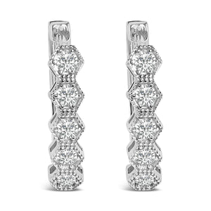 14K Gold 1/2 Cttw Diamond Earring Zig-Zagging Geometric Hoop Earrings (G-H Color, SI1-SI2)