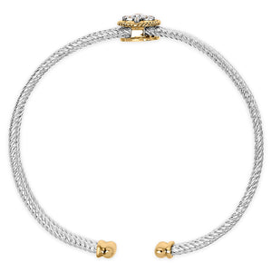 18K Yellow Gold Plated .925 Sterling Silver Diamond Accent Dragonfly Medallion Bangle Bracelet (I-J Color, SI1-SI2 Clarity) - 7.75 Inches