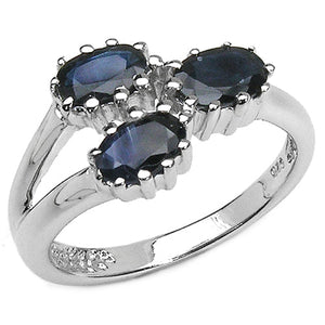 1.44 Carat Genuine Blue Sapphire .925 Sterling Silver Ring