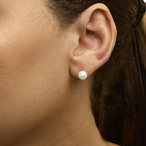 .925 Sterling Silver 7-7.5MM  Cultured Freshwater Pearl Solitaire Stud Earrings