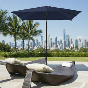 Rectangular Patio Umbrella With Crank Tilt, Polyester UV-Resistant Canopy