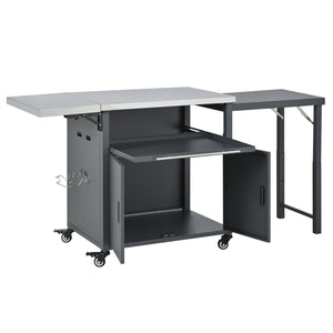 Foldable Outdoor Prep Station BBQ Cart Patio Dining Cart