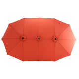 14.8 Ft Double-Sided Outdoor Umbrella Rectangular Large with Crank (Orange)