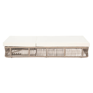 Beige and White Adjustable Sunlounge with Woven Rope Base