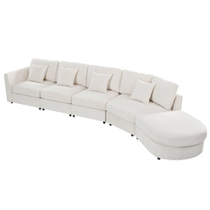 U_Style Modern 5-Seater Curved Modular Sectional Sofa