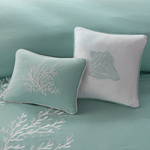 Oversized Cotton Jacquard Comforter Set Aqua Queen