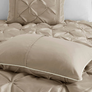 7 Piece Tufted Comforter Set Taupe King