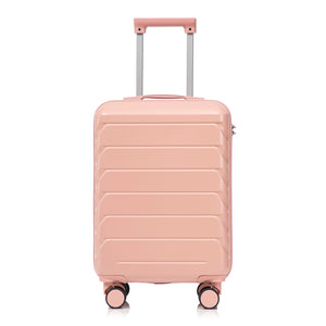 ABS 2-Piece Luggage Set with Spinner Wheels and Combination Lock - Pink