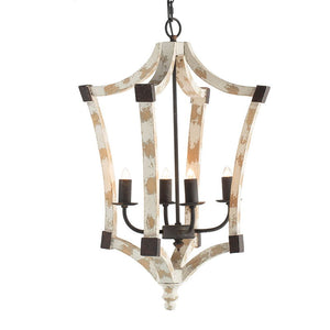 4 Light Chandelier with Adjustable Chain in Cream Finish
