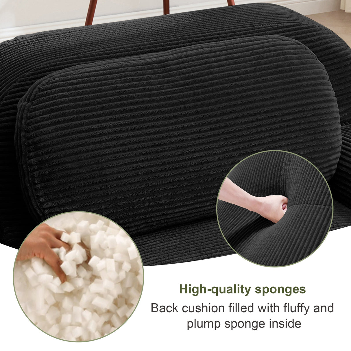 U-Shaped Modular Sofa with Breathable Corduroy Fabric