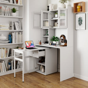 Computer Desk with Glass Door for Home Office or Study