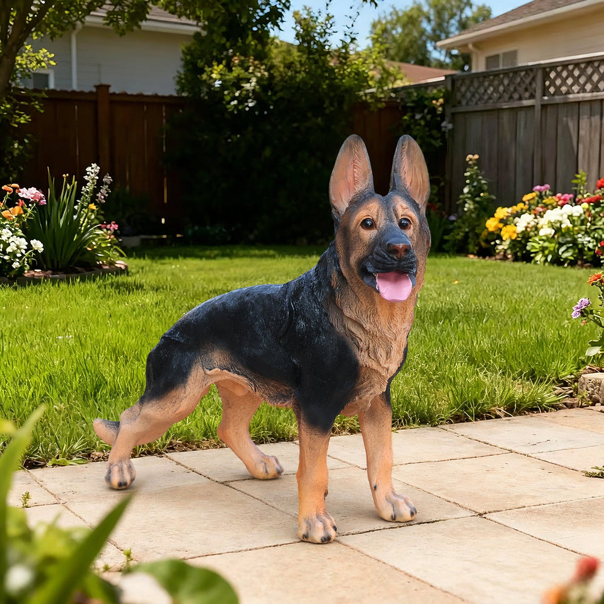 Outdoor German Shepherd Dog Statue Greeter Garden Decor