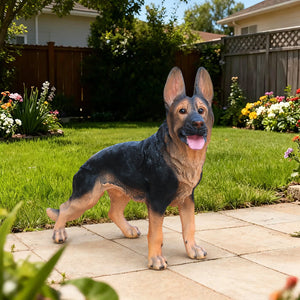 Outdoor German Shepherd Dog Statue Greeter Garden Decor