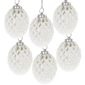 Christmas Ball Ornaments, Glass Decorative Hanging Ball Christmas Tree Ornaments, For Holiday Party Decorations (Set of 6) - White