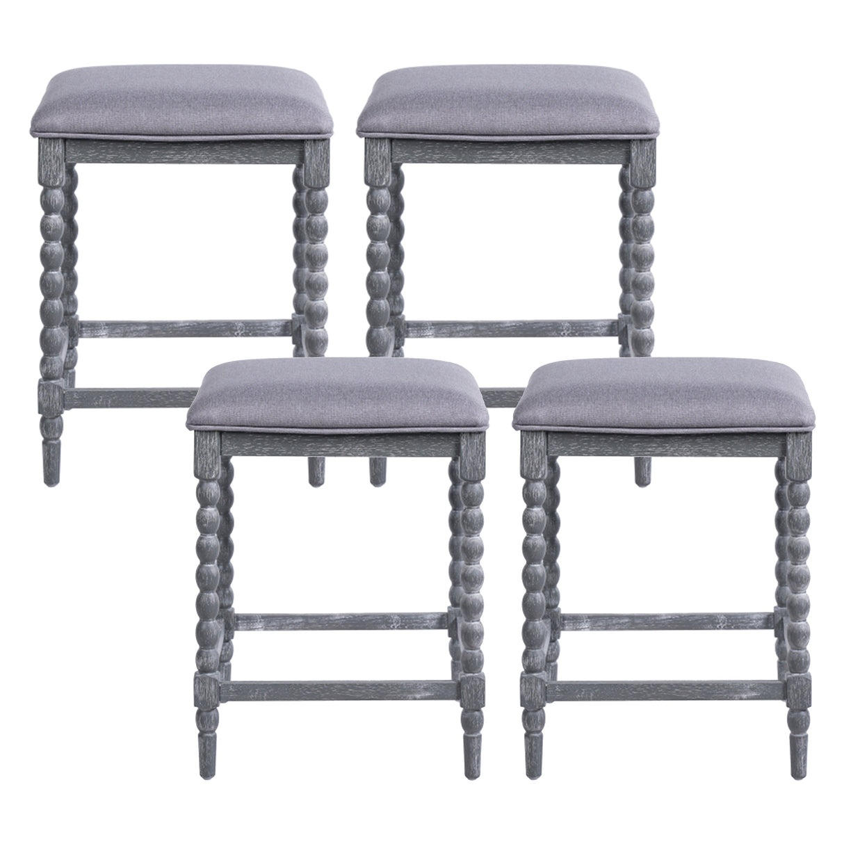 26" Counter Stools Set of 4 with Upholstered Seat