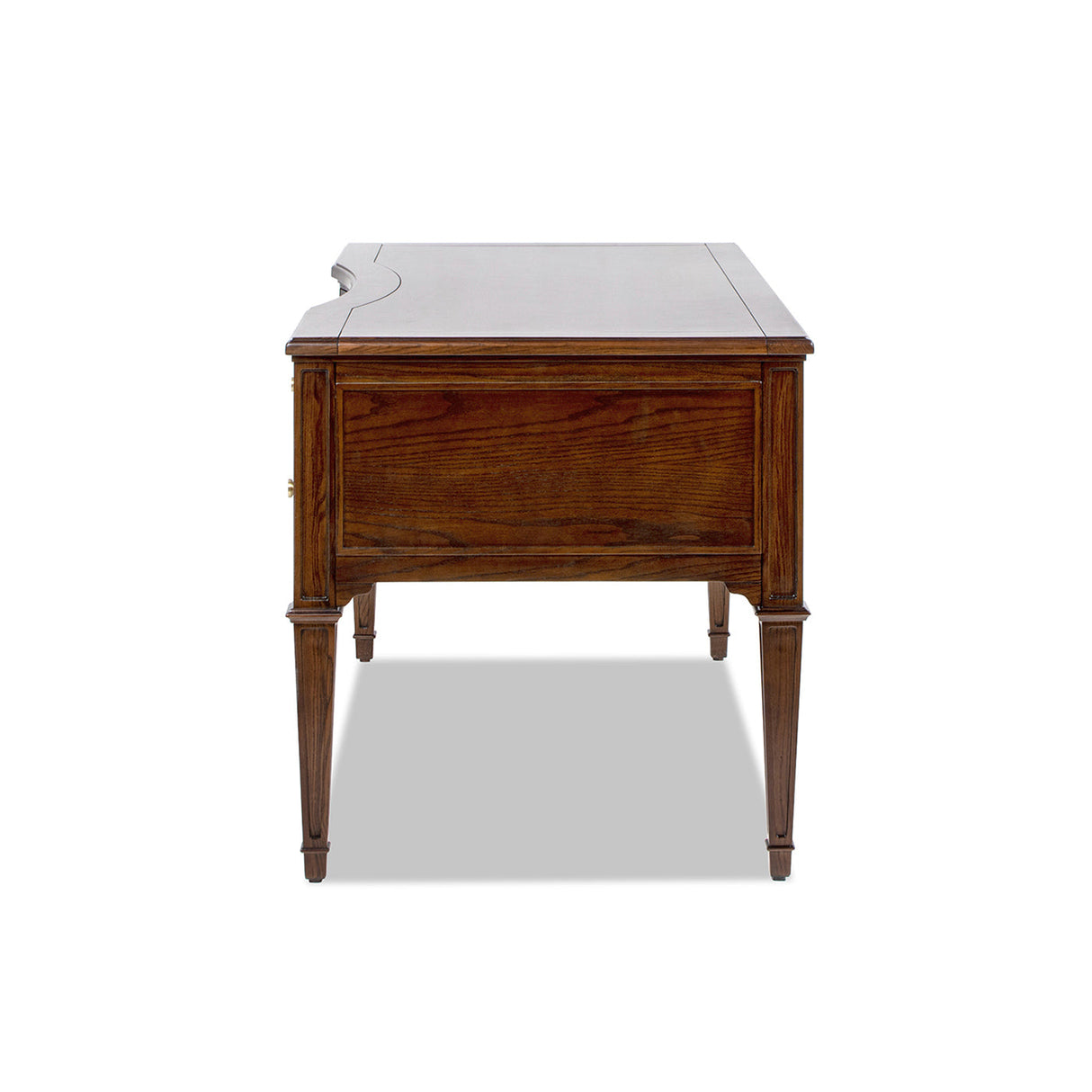 Dauphin Gold Accent 5-Drawer Wood Executive Desk Dark Walnut Ash Wood & Veneer