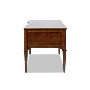 Dauphin Gold Accent 5-Drawer Wood Executive Desk Dark Walnut Ash Wood & Veneer