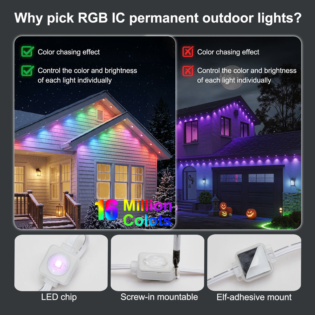 50ft Outdoor RGB LED String Lights