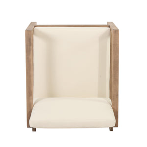 Set of 2 Outdoor Acacia Wood Patio Club Chairs with Beige Cushions