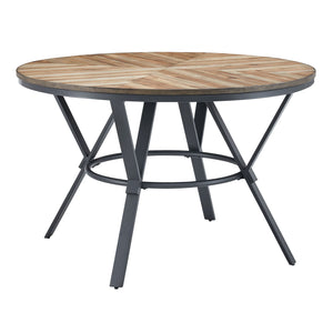 Modern Style Indoor Dining Round Table With Metal Legs - Light Birch