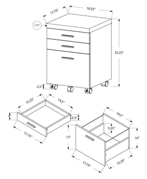 Rolling Mobile File Cabinet with Storage Drawers & Printer Stand