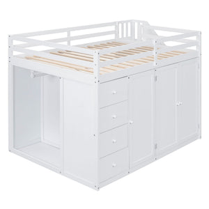 Loft Bed With Built In Wardrobes, Cabinets And Drawers