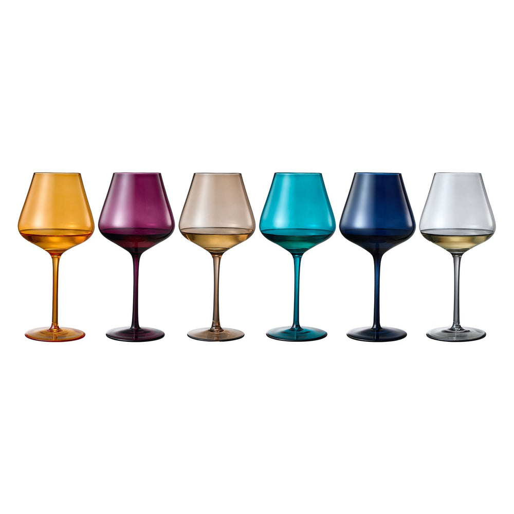 Stagioni Stemmed Wine Glassware, Set of 6, "Autumn"