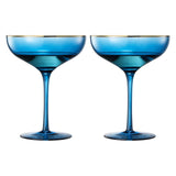 Palazzo Champagne Coupe, Cocktail Glassware, Set of 2, Blue