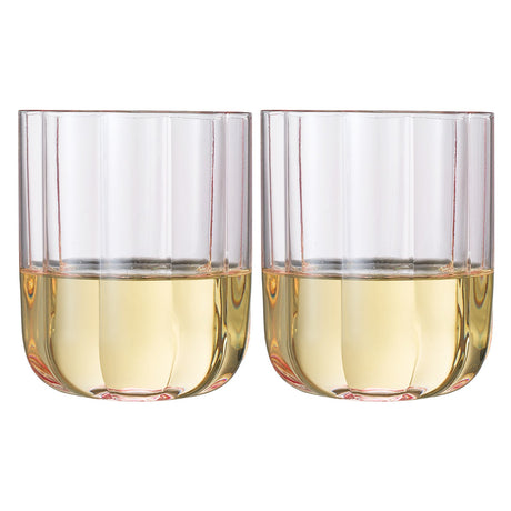 Flower Lowball Glassware, Pink, Set of 2