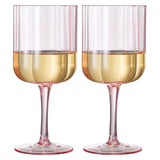 Flower Stemmed Wine Glassware, Pink, Set of 2
